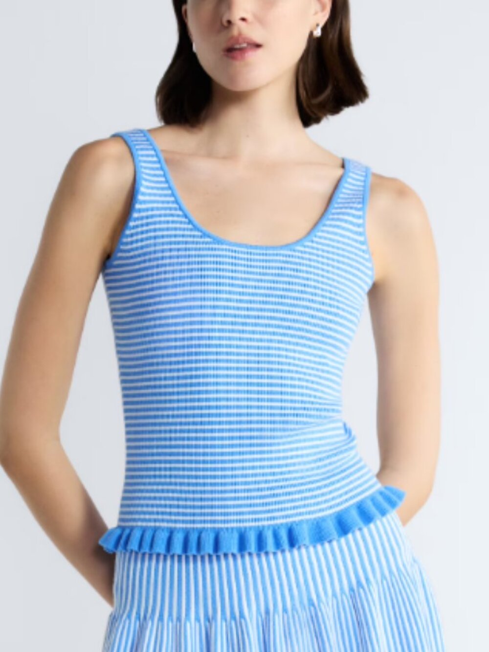 Free Assembly Ruffle Hem Knit Tank Top Size Small NWT